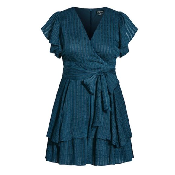 City Chic Plus Size First Date Playsuit Short Ruffle Sleeves V-Neckline XXS/12 - Picture 8 of 9